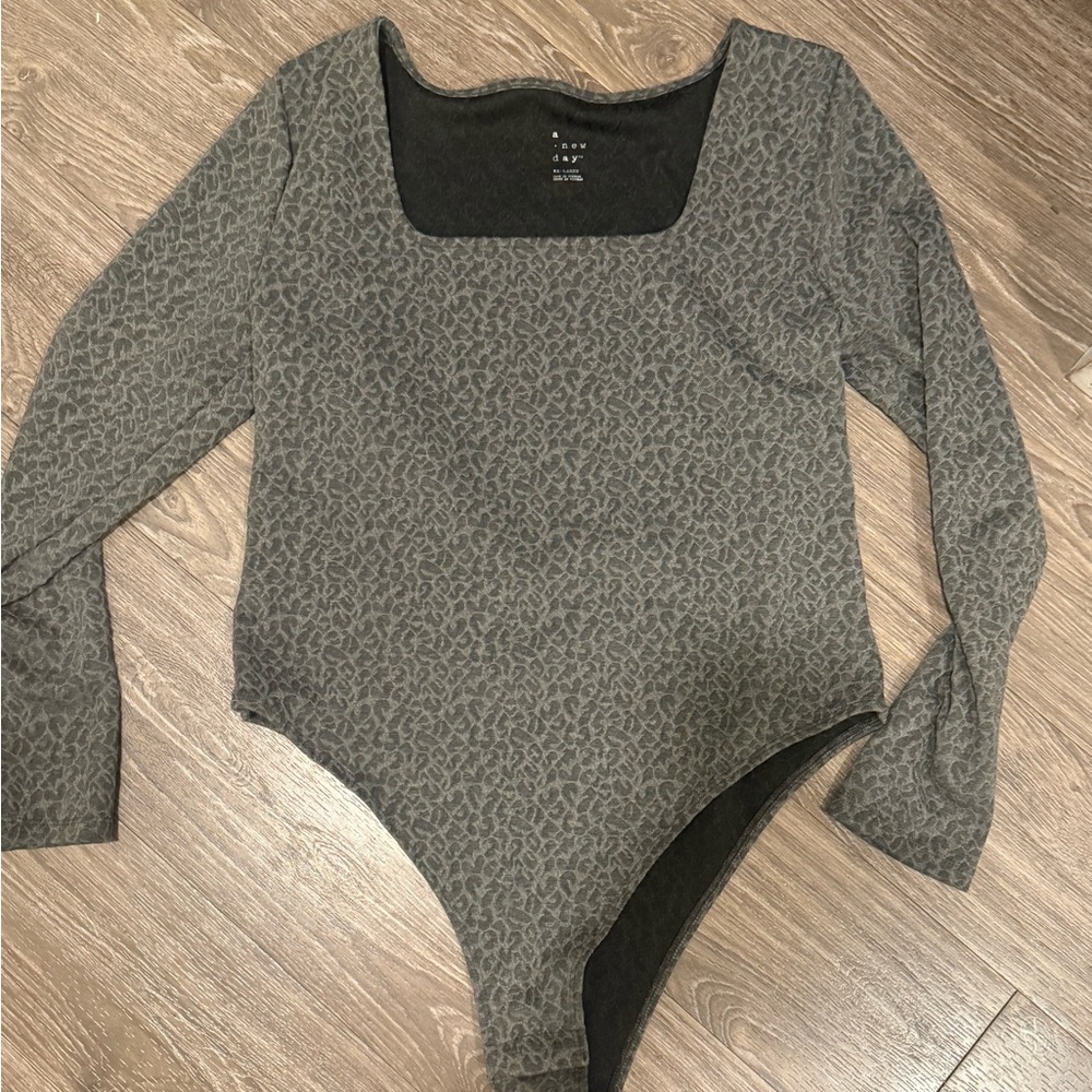 a new day Patterned Gray Bodysuit